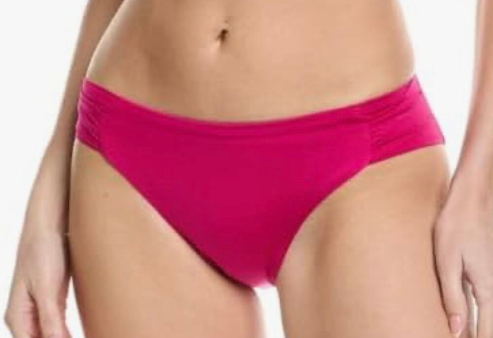 Trina Turk Monaco Sangria Pink Shirred Hipster Bikini Bottom 6 NWT